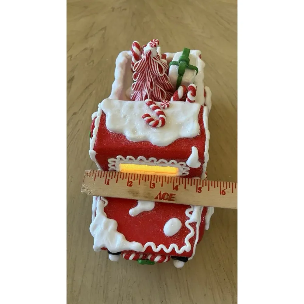 Kurt S. Adler Light Up Gingerbread Truck Santa Candy Canes Red Christmas Decor